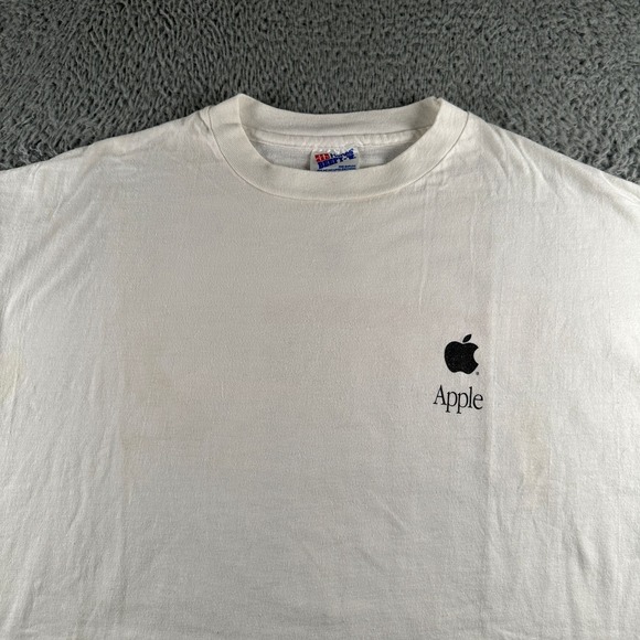 Vtg Apple Macintosh T-Shirt Mens XL White Graphic Back Print 90s Hanes Rare - Picture 3 of 12